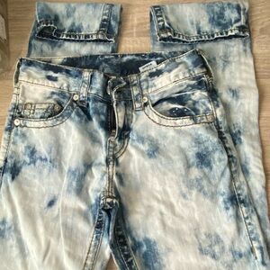 Stylish Blue Tie-Dye Slim Jeans for Men